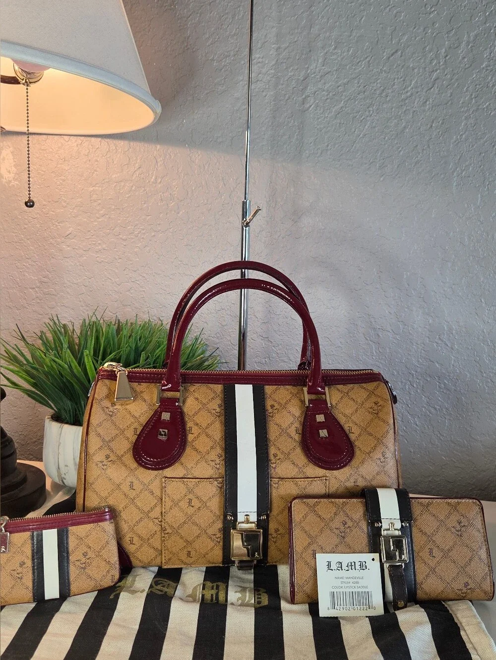 RARE Vintage L.A.M.B. Gwen Stefani Mandeville Satchel, Wallet & Pouch & Dustbag.